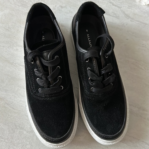 𝅺ALL Saints Black Marica Cow Suede Platform Sneakers Size 8 - Picture 8 of 8